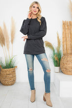 Load image into Gallery viewer, Black French Terry Long Sleeve Top