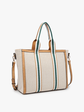 Load image into Gallery viewer, Haley Canvas Tote w/ Contrast Straps: Camel