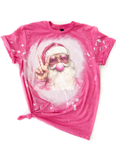 Load image into Gallery viewer, Bubblegum Santa Christmas Bleached Tee