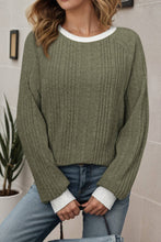 Load image into Gallery viewer, Ribbed Round Neck Long Sleeve Blouse