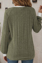 Load image into Gallery viewer, Ribbed Round Neck Long Sleeve Blouse