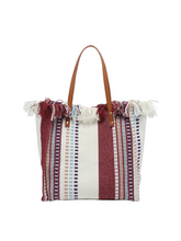 Load image into Gallery viewer, Woven handbag with fringes on a white background