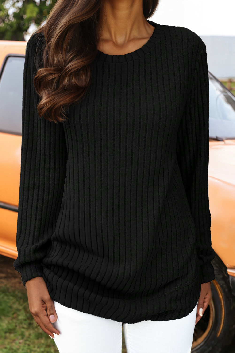Textured Long Sleeve Knit Top
