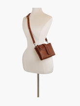 Load image into Gallery viewer, Two-Compartment Crossbody Bag with Braid Detail: Brown
