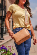 Load image into Gallery viewer, 3 Compartment Crossbody Bag With Guitar Strap: Camel
