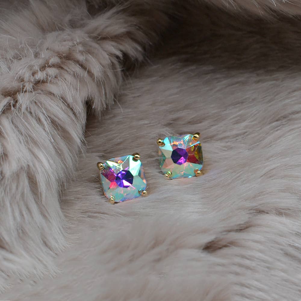Square Crystal Stud Earrings