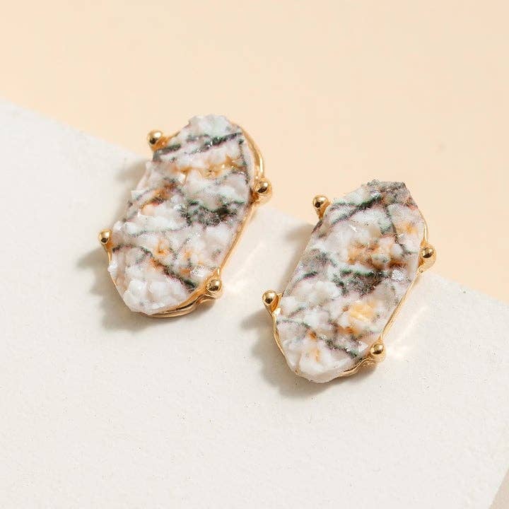 Druzy Howlite Stud Earrings