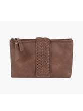 Load image into Gallery viewer, Two-Compartment Crossbody Bag with Braid Detail: Brown
