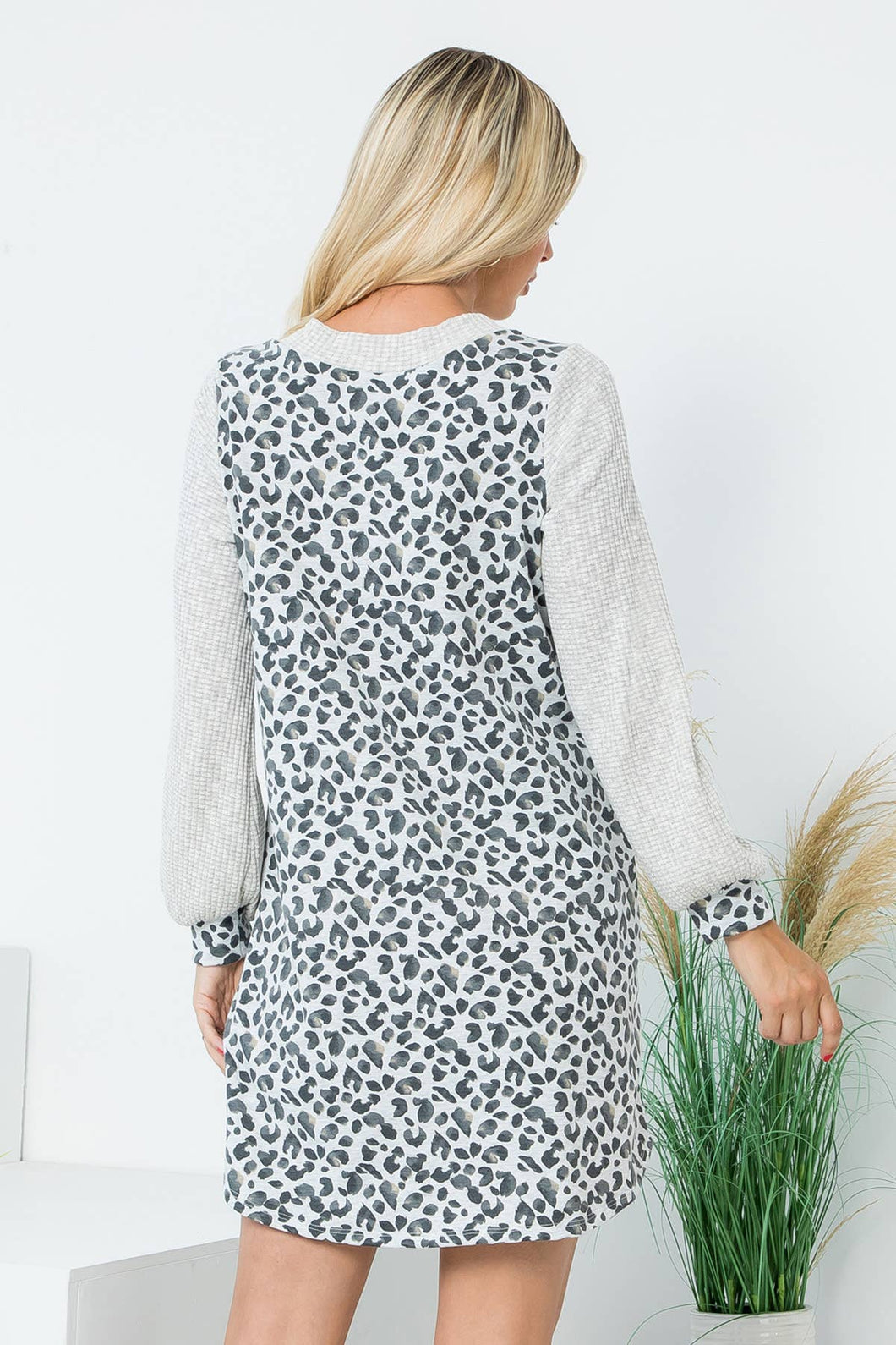 Long Sleeve Animal Print Dress