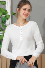 Load image into Gallery viewer, V-Neck Long Sleeve Top: White
