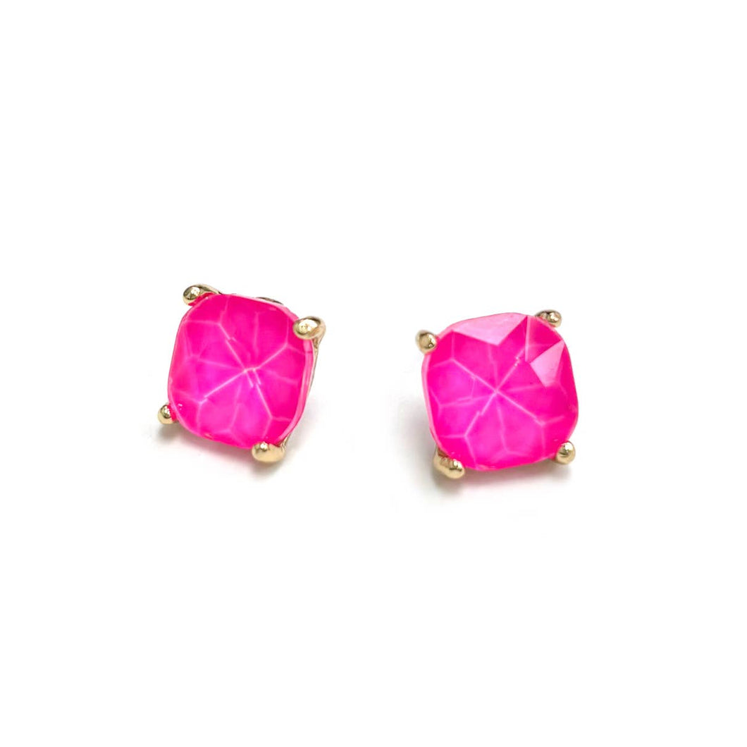 Neon Pink Stud Earrings