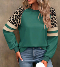 Load image into Gallery viewer, Leopard Stripe Sleeve Sweater
